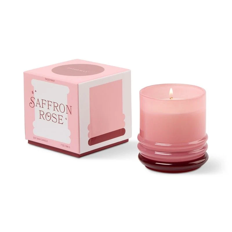 Candela in Vetro Stacked 198g Rosa e Rosso Zafferano Paddywax