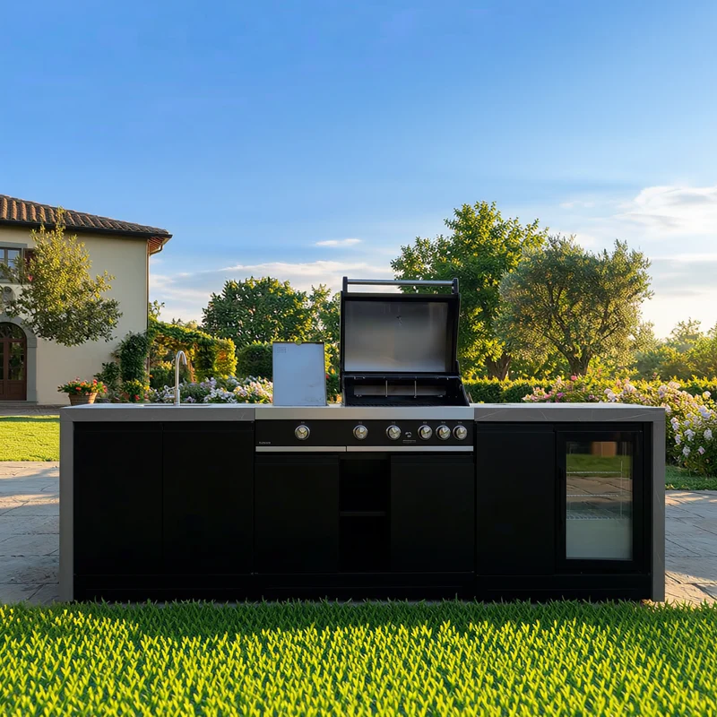 CUCINA GRANDPRO CM 299X61,5XH120 (Cucina da Esterno 299X61,5XH120 Waterfall Series con BBQ Premium G4 plus 4, Frigo e Lavello GRANDPRO )