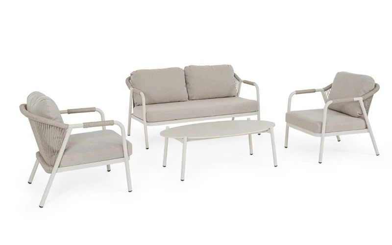 Set Salotto Miravet 4 Pezzi con Divano 2 Poltrone e Tavolino Wall Bizzotto