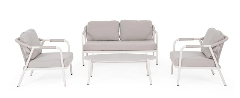 Set Salotto Miravet 4 Pezzi con Divano 2 Poltrone e Tavolino Wall Bizzotto