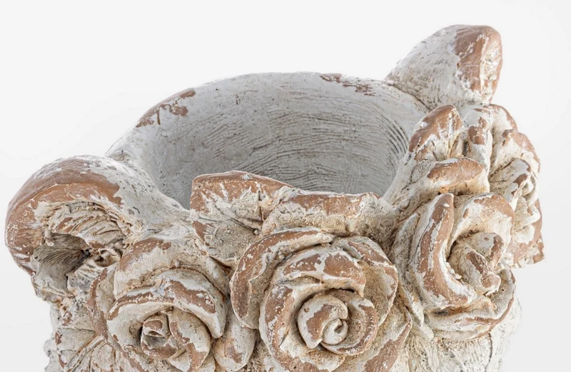 Vaso Testa Leone con Ghirlanda di Rose Magnesia D37X44H Bizzotto