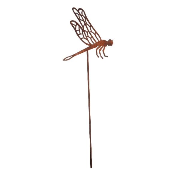 Libellula su Asta Decorazione da Giardino Effetto Ruggine