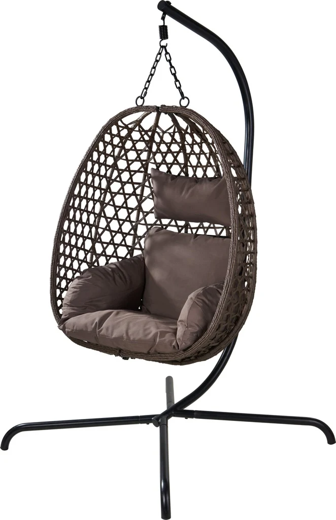 Poltrona Sospesa con Supporto in Rattan Marrone