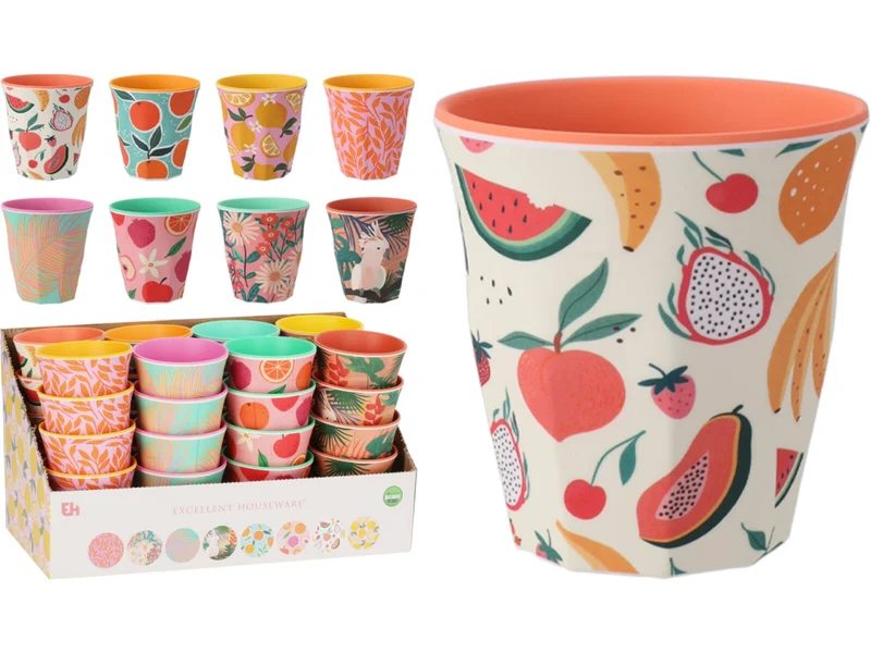 Bicchiere Melamina 8x9cm design frutta Colore Assortito