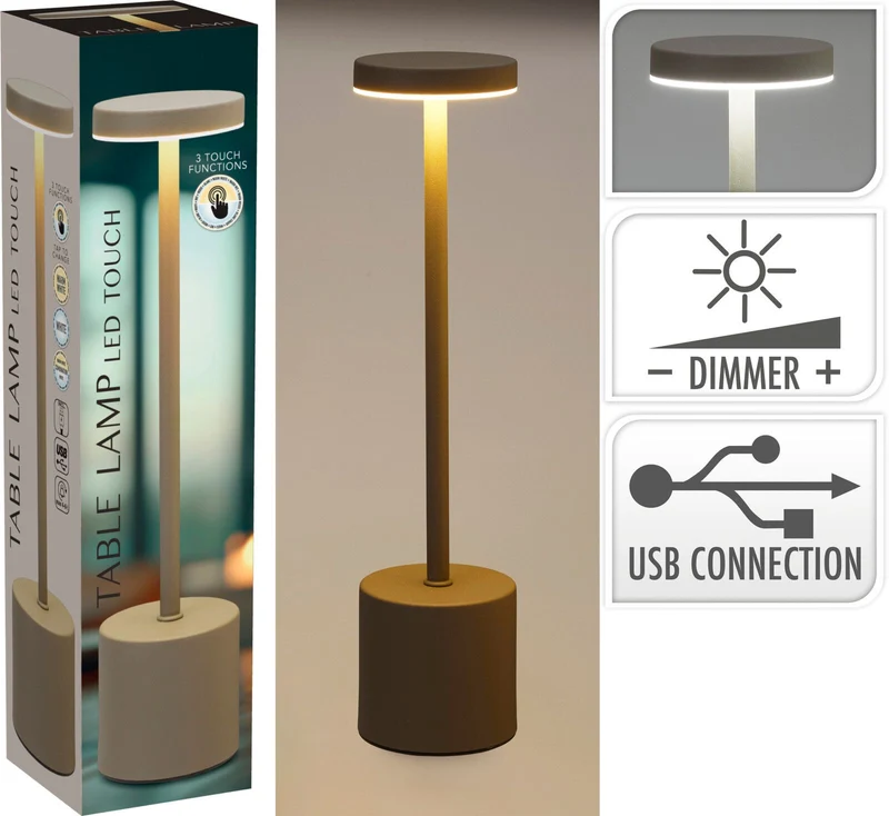 Lampada a LED con alimentazione USB, 8x34 cm, colore tortora