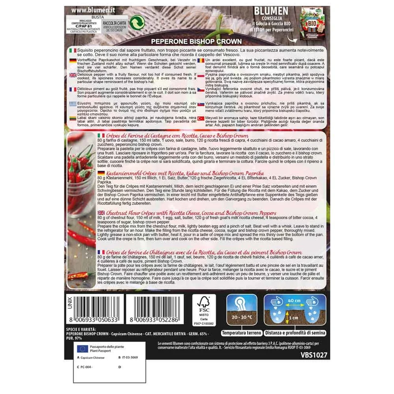 SEMI DI PEPERONCINO DOLCE E PICCANTE BISHOP CROWN