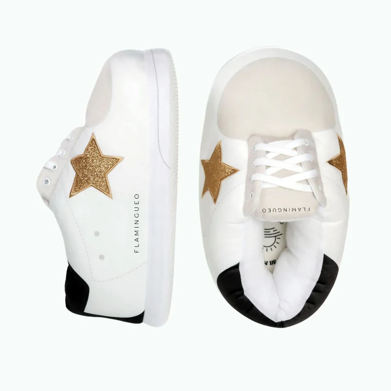 CIABATTE GIGANTI BIANCHE HOLLYWOOD GOLD, TAGLIA UNICA 35-46
