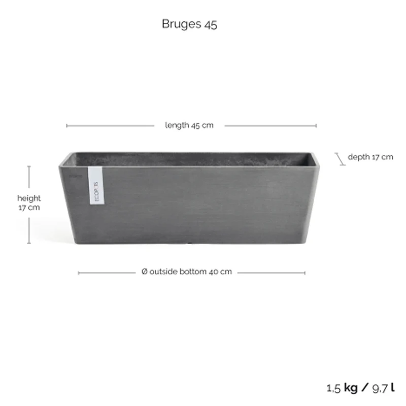 CASSETTA RETTANGOLARE BRUGES L45XP17XH17CM GRIGIO