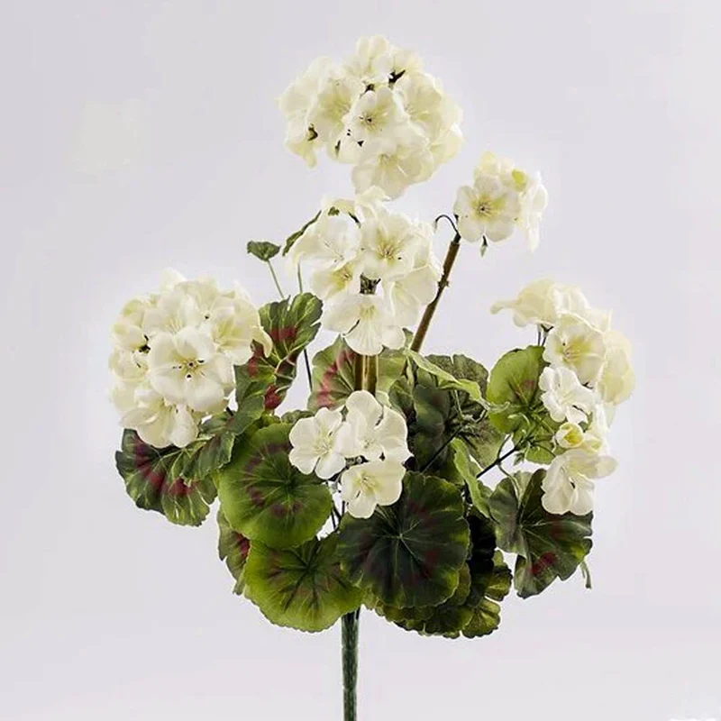 FIORE ARTIFICIALE CESPUGLIO GERANIO H48CM AVORIO