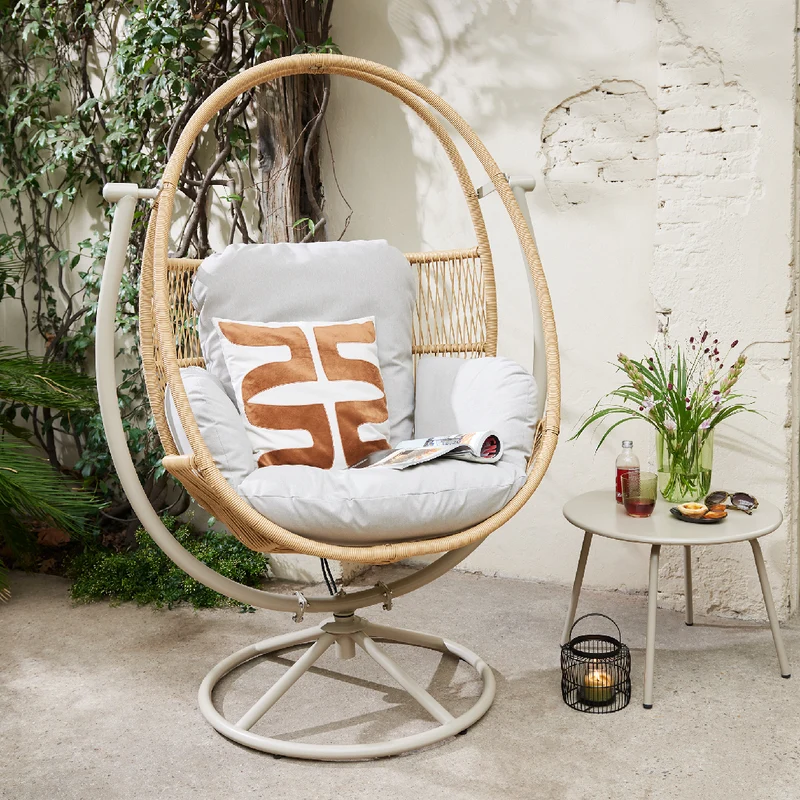 POLTRONA SOSPESA GIREVOLE TUNJA IN VIMINI H160CM - BEIGE
