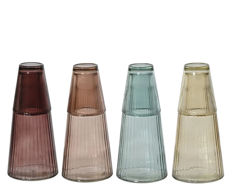 CARAFFA CON BICCHIERE IN VETRO D10 H23 COLORE ASSORTITO