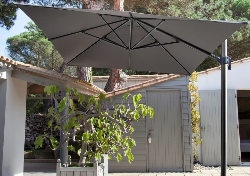 OMBRELLONE PARASOLE INCLINABILE NH 3X4MT CON MANIGLIA GRIGIO E SIENA