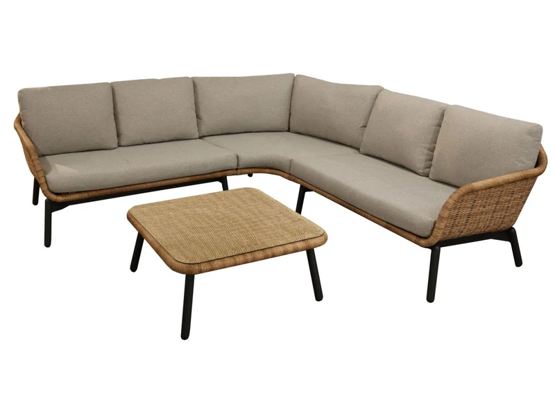 SET SALOTTO PANORAMICO TORNADO +TAVOLINO TORNADO GRAFITE E BEIGE