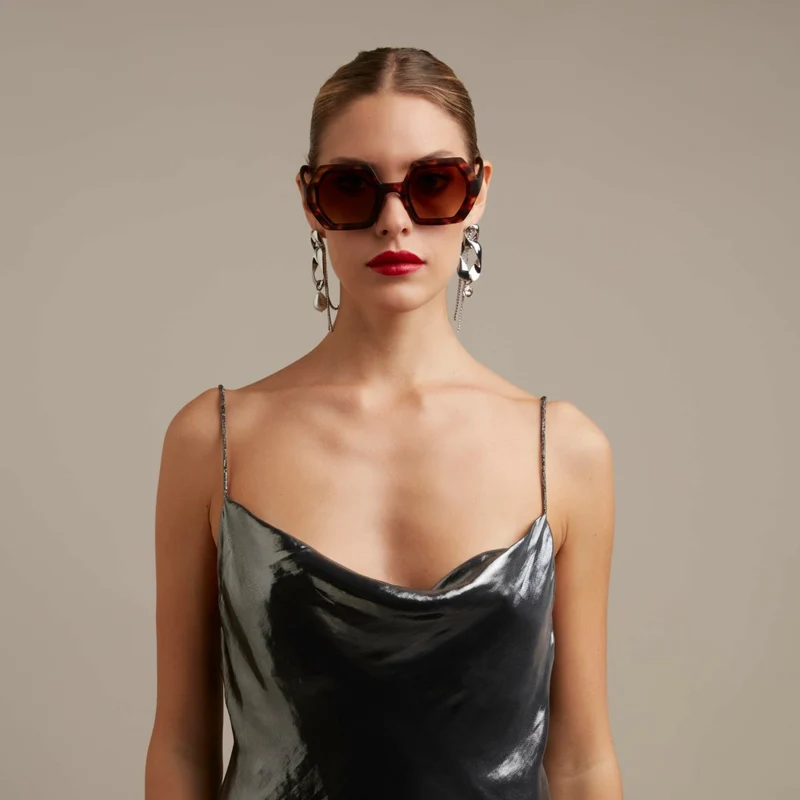 OCCHIALE DA SOLE ESAGONALE MODELLO EMMA CLASSIC HAVANA