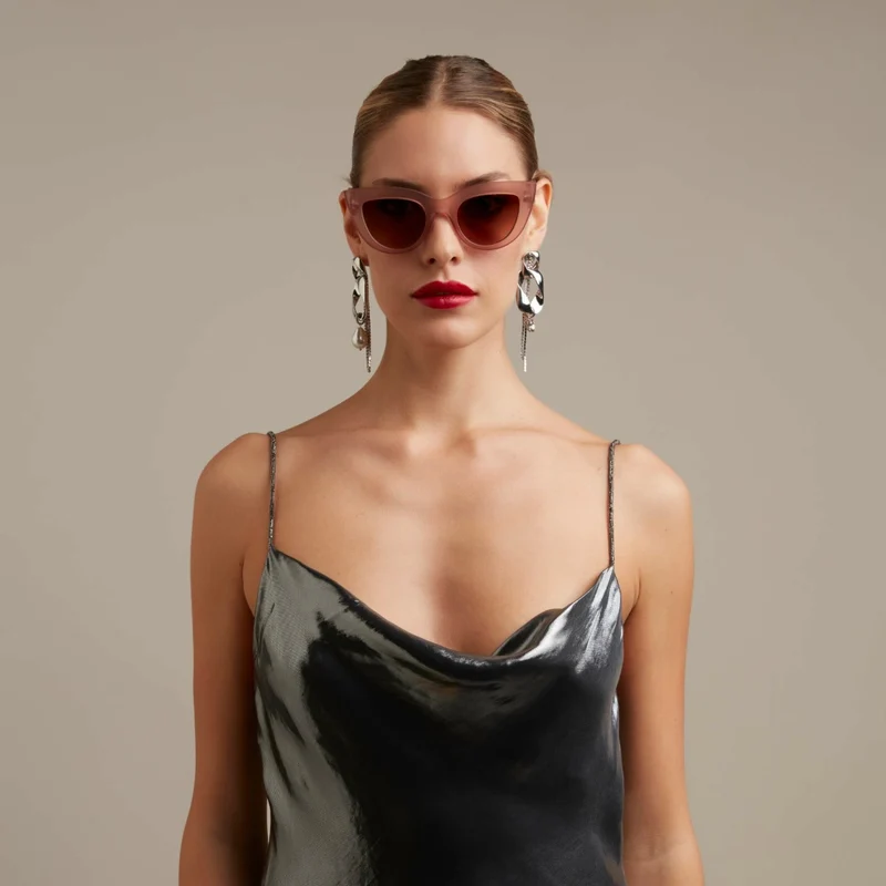 OCCHIALE DA SOLE MODELLO CLAUDIA GATTO BIG FRAME ROSA HAVANA