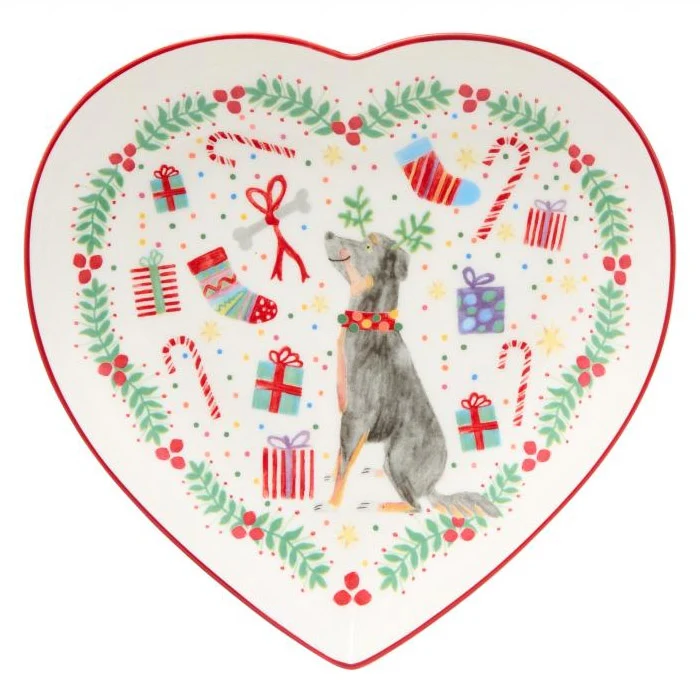 JOLLY JOY PIATTO NATALIZIO A FORMA DI CUORE IN CERAMICA, 22CM