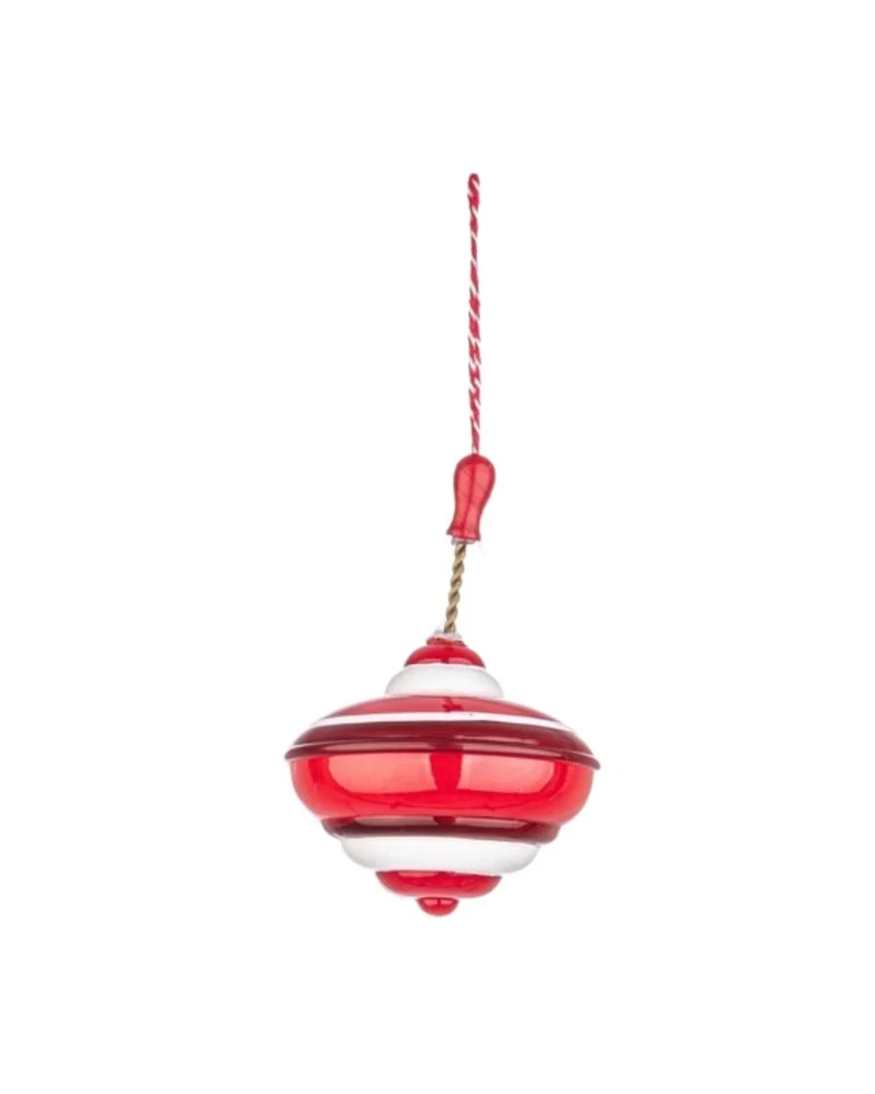 DECORAZIONE NATALIZIA DA APPENDERE, TROTTOLA SIENNA, COLORE BIANCO E ROSSO