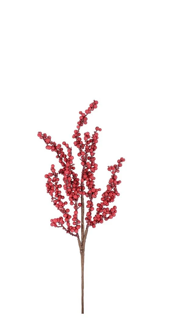 DECORAZIONE NATALIZIA, RAMO HOLLYN, H50CM, COLORE ROSSO