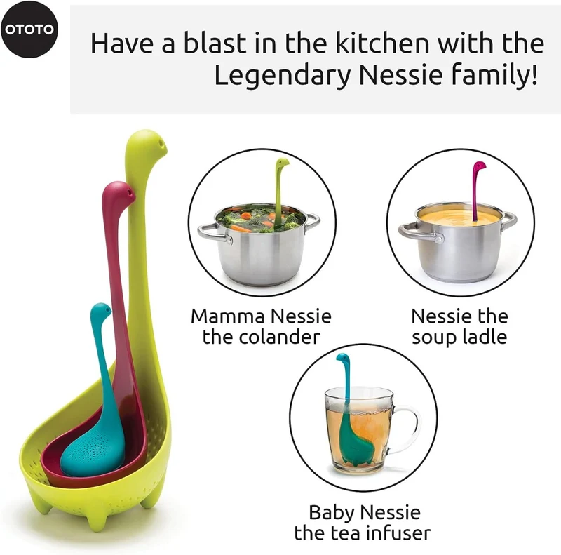 SET 2 MESTOLI DA CUCINA + INFUSORE - NESSIE FAMILY