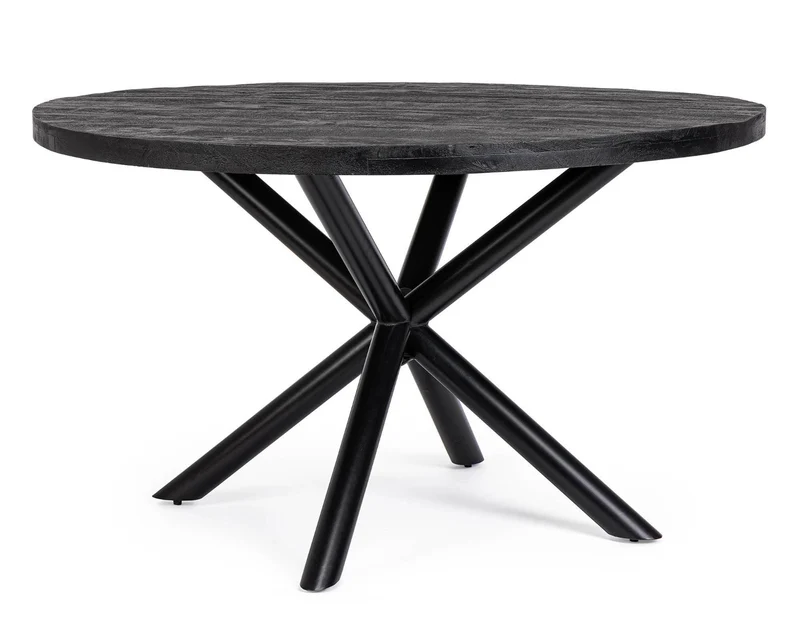 TAVOLO TONDO HASTINGS D130 IN LEGNO DI MANGO E ACCIAIO