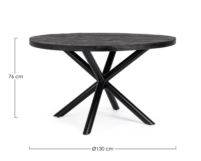 TAVOLO TONDO HASTINGS D130 IN LEGNO DI MANGO E ACCIAIO