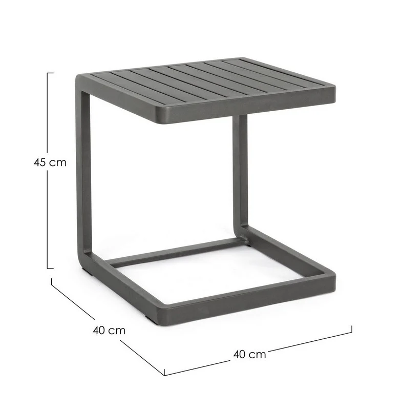 TAVOLINO IN ALLUMINIO ANTRACITE KONNOR 40X40CM