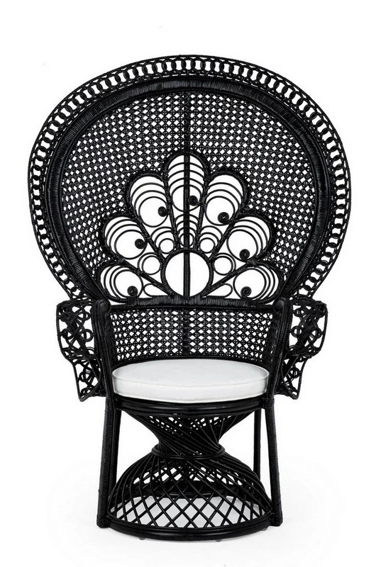 POLTRONA IN FIBRE NATURALI SFODERABILE NERO PEACOCK