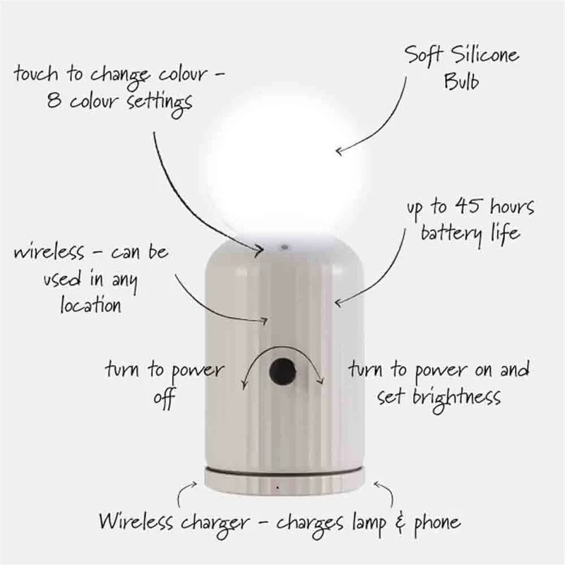 LAMPADA CON RICARICA WIRELESS BIANCA