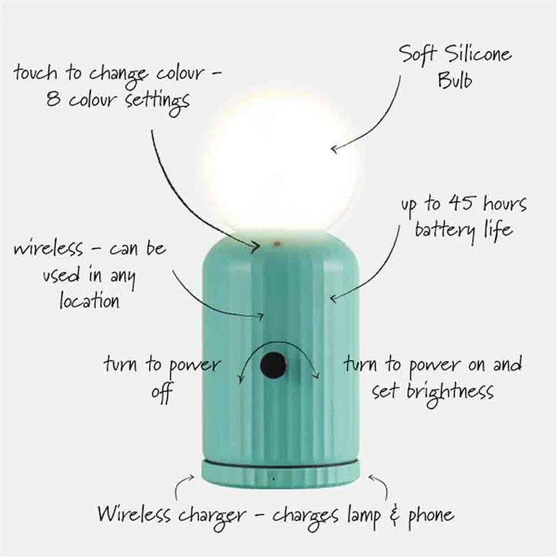 LAMPADA CON RICARICA WIRELESS MENTA