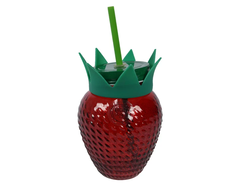 BICCHIERE IN VETRO A FORMA DI FRAGOLA CON CANNUCCIA
