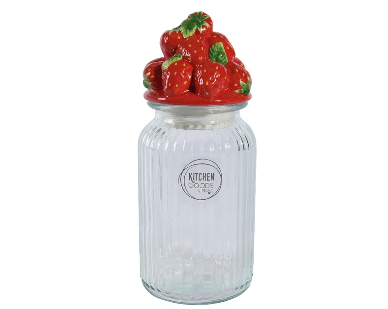 BARATTOLO IN VETRO CON TAPPO FRAGOLE D11 X H26,5 CM