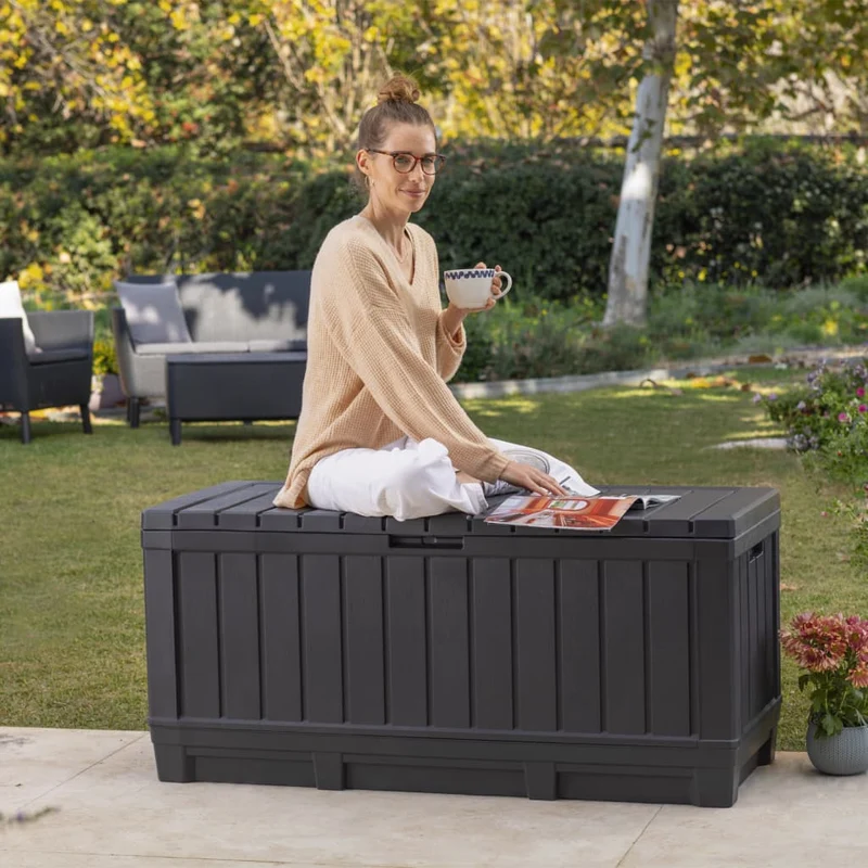 BAULE CONTENITORE DA GIARDINO KENTWOOD 350 L ANTRACITE 128X53,6X59H