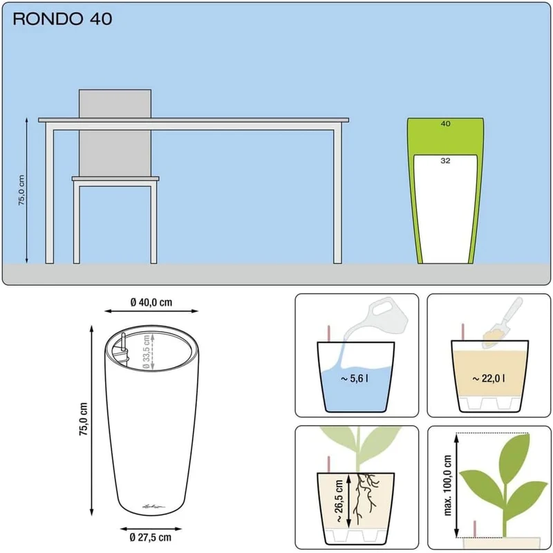 VASO FIORIERA RONDO 40 ALL-IN-ONE CARBONE METALLIZZATO