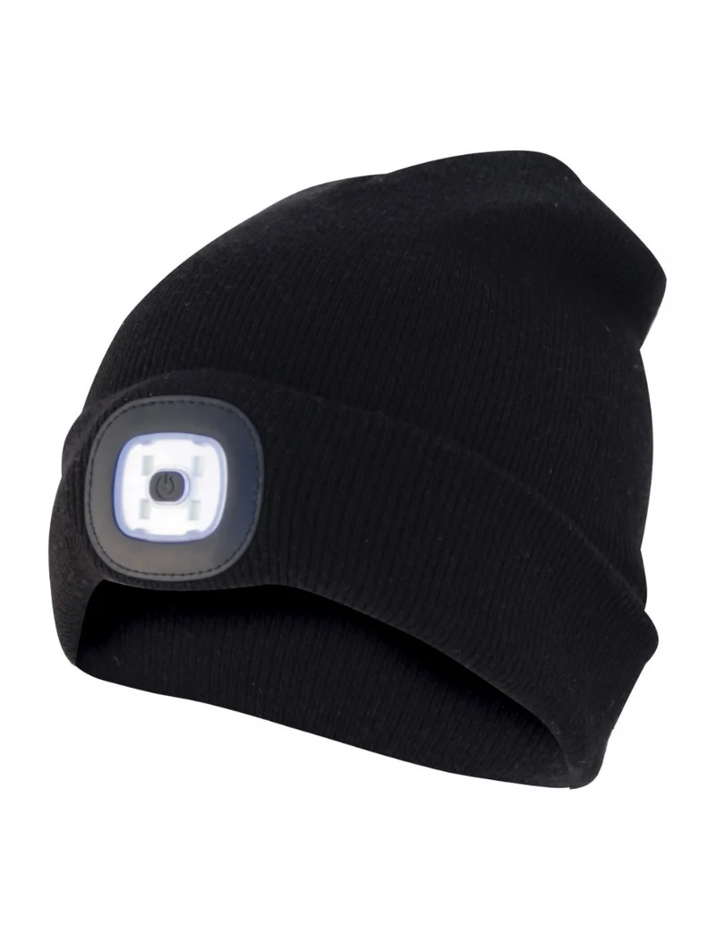 CAPELLINO CON LUCE FRONTALE TORCIA LED RICARICABILE NERO