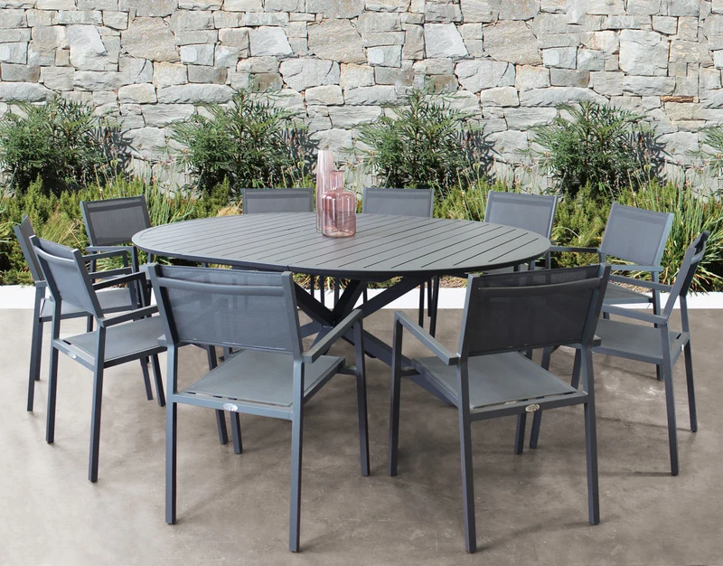 TAVOLO ROTONDO CAMELOT ALLUNGABILE 150/200 X 150 ANTRACITE