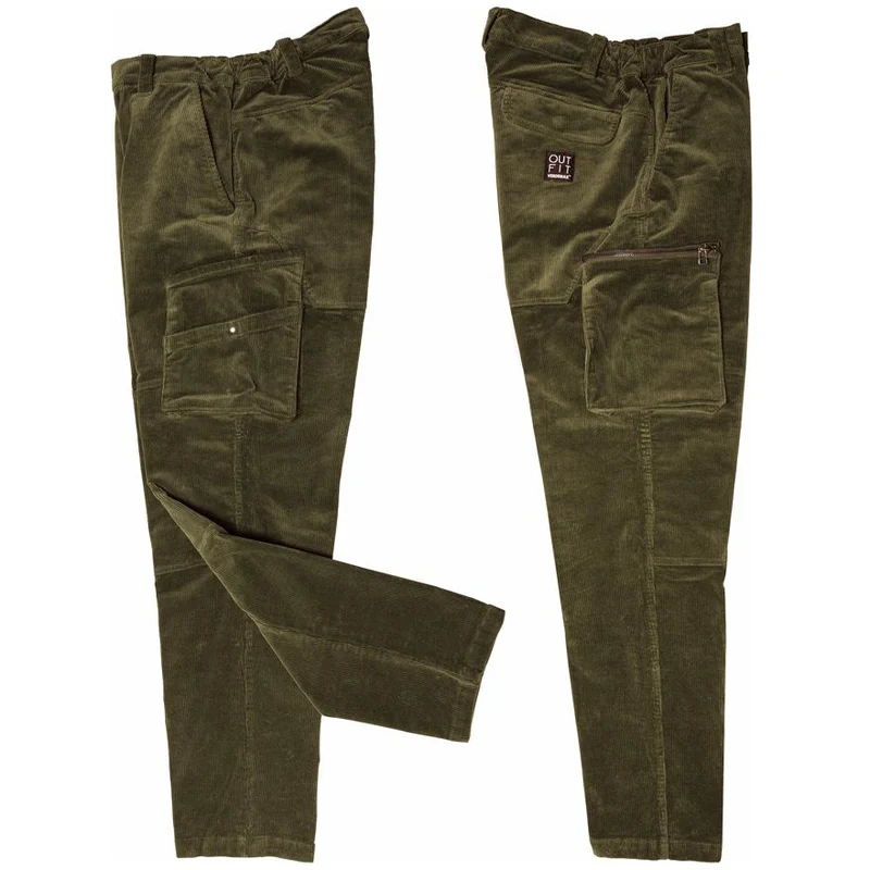PANTALONE CARGO LINEA ACERO UOMO IN VELLUTO OLIVA TAGLIA L