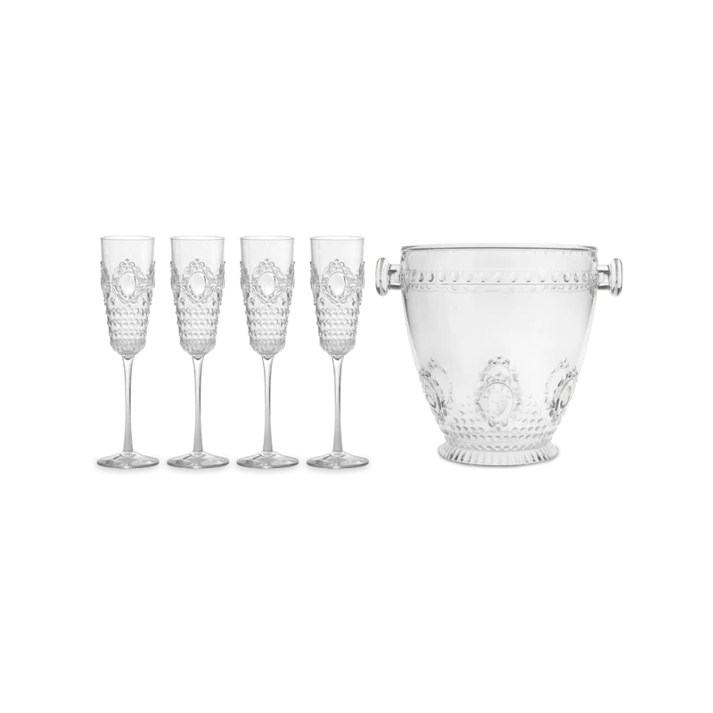 SET 4 FLUTE + SECCHIELLO CHAMPAGNE - BAROQUE & ROCK ANNIVERSARY