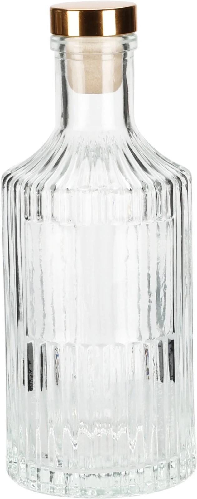 BOTTIGLIA IN VETRO 250ML DECORATIVA CON TAPPO ORO