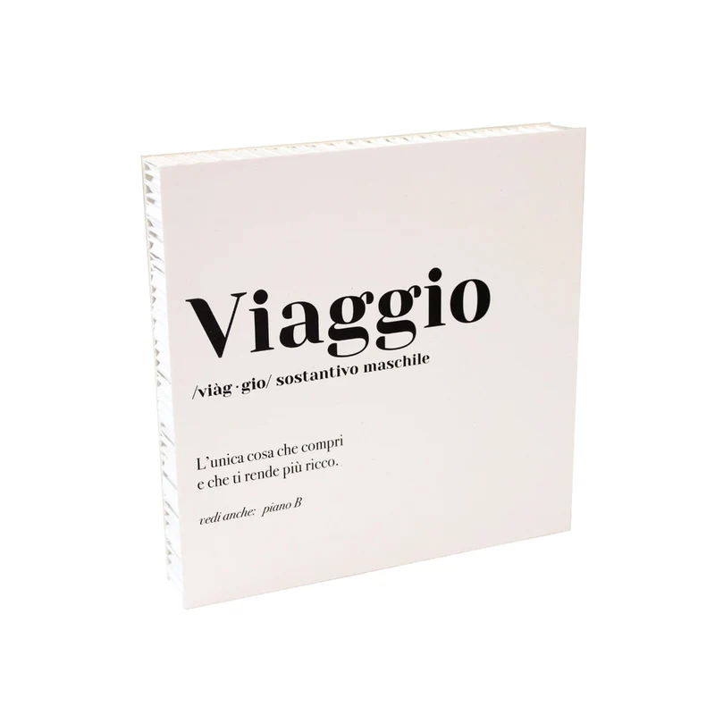 QUADRETTO CON SCRITTA VIAGGIO 20X20CM BIANCO