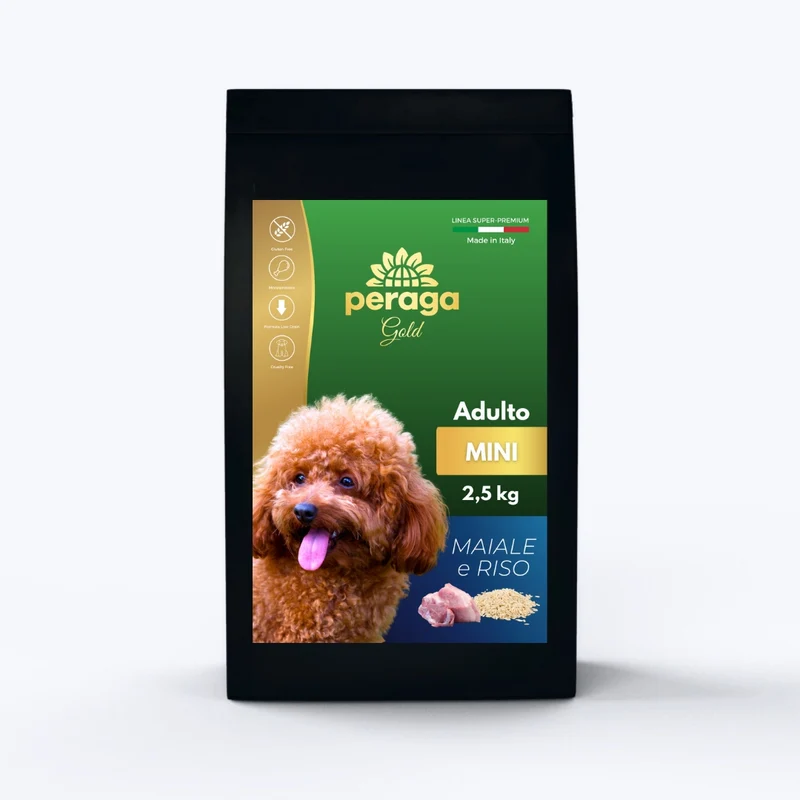 CROCCHETTE PERAGA LINEA GOLD - CANE ADULTO MAIALE E RISO MINI 2,5 KG