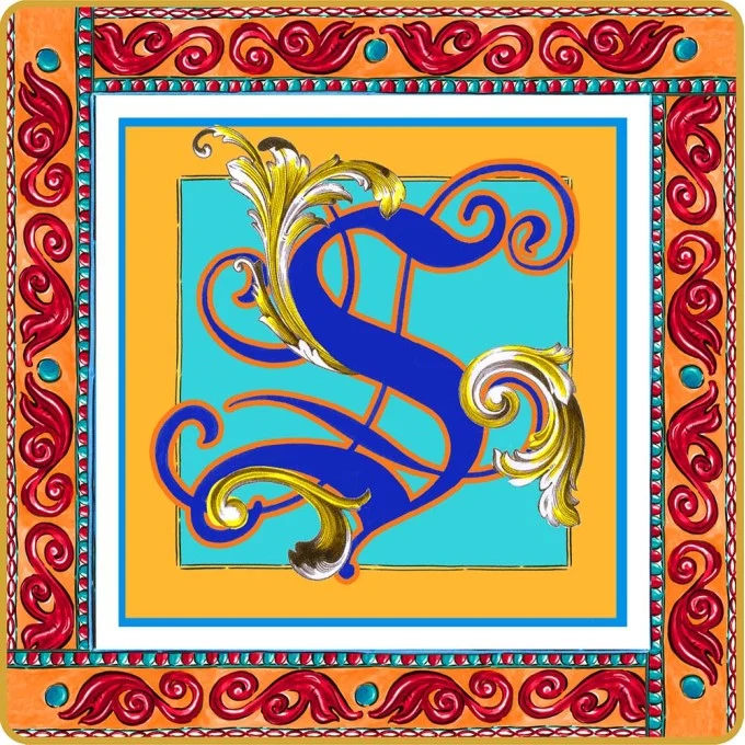 SVUOTATASCHE MINI IN PORCELLANA 15 X 15 CM - ORTIGIA LETTERA S