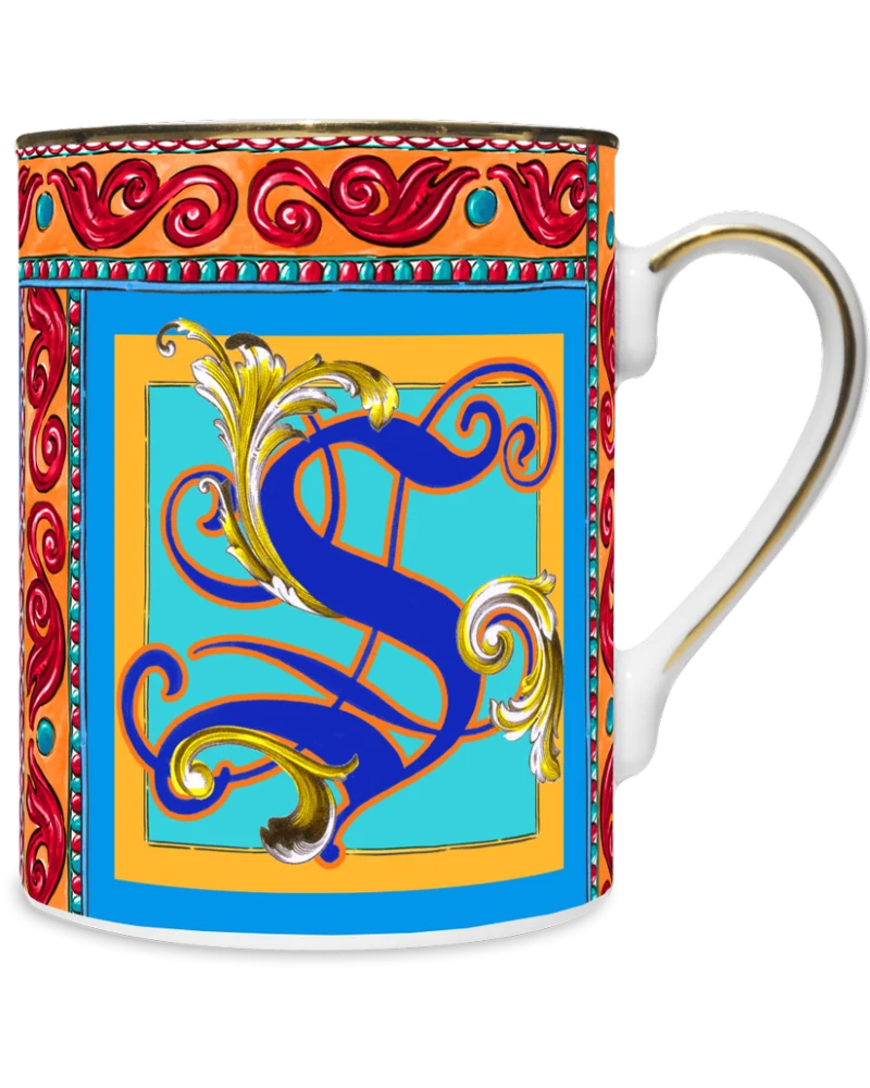 MUG IN PORCELLANA 8,5 X 10,5 CM, LETTERA S - ORTIGIA