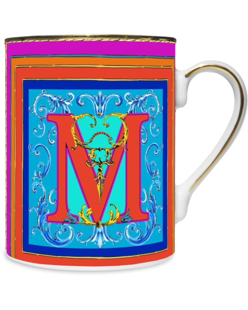 MUG IN PORCELLANA 8,5 X 10,5 CM, LETTERA M - ORTIGIA