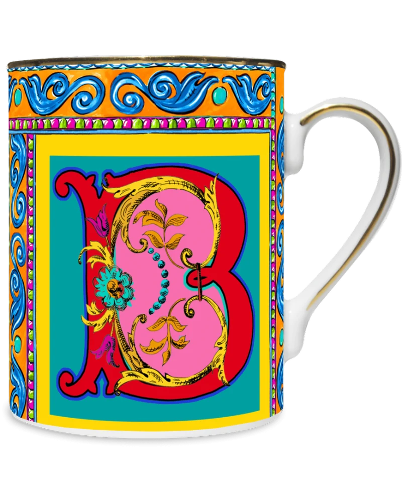 MUG IN PORCELLANA 8,5 X 10,5 CM, LETTERA B - ORTIGIA