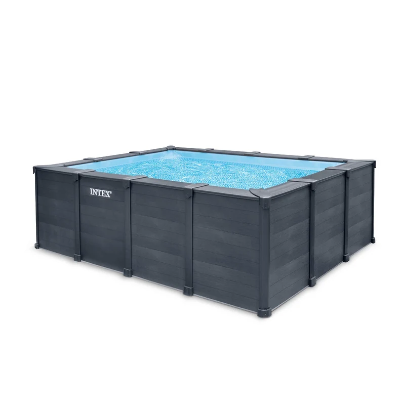 PISCINA RETTANGOLARE GRAPHITE GREY PANEL 400X300X124CM + POMPA + SCALETTA + TELI