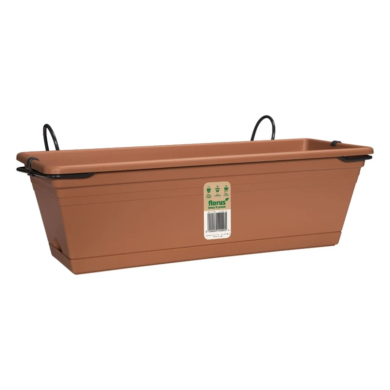FIORIERA/BALCONETTA MEDITERRAN BALCONY TROUGH SET TERRACOTTA 40CM
