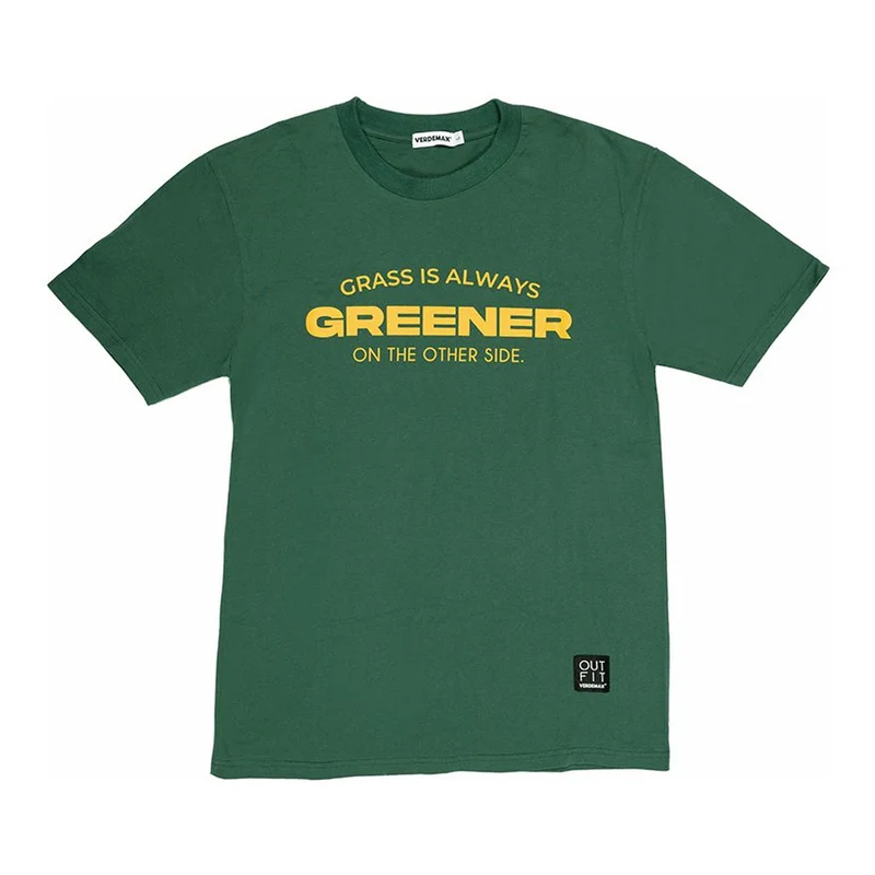 T-SHIRT OUT-FIT VERDE GRASS IS ALWAYS GREENER ON THE OTHER SIDE UNISEX TG.S