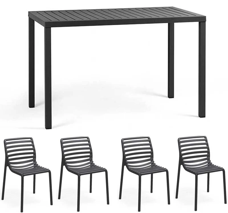OFFERTA TAVOLO CUBE 120X70 ANTRACITE +4 SEDIE DOGA ANTRACITE