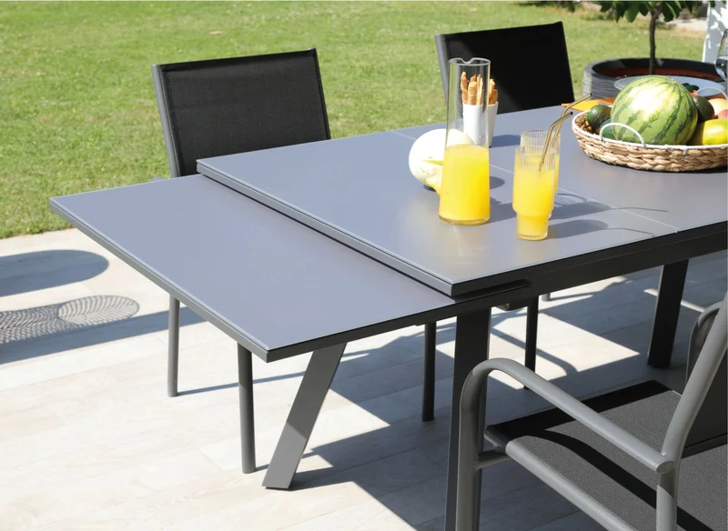 OFFERTA TAVOLO AGRA ALLUNGABILE 150/200/250X90 GRAFITE +4 POLTRONA DUCA GRAFITE/ROSSO