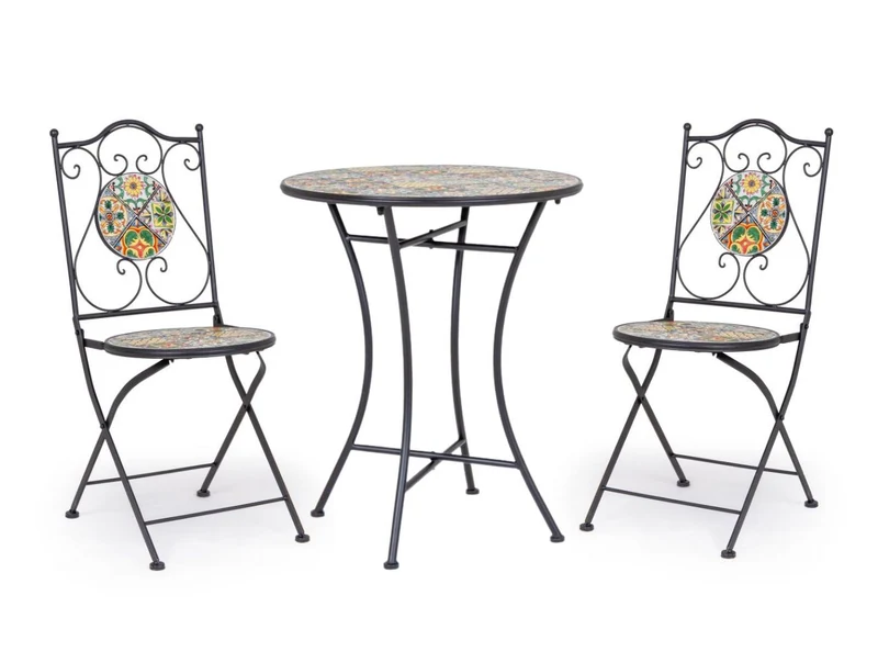 SET TAVOLO DA GIARDINO NAXOS D.60CM + 2 SEDIE PIEGHEVOLI NAXOS